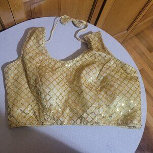 Stylish GOLD sequin blouse Party wear Size 36 NWT